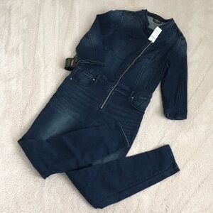 bebe Dark Blue Denim Jumpsuit